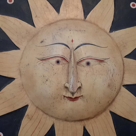 Vintage Whimsigoth Wooden Sun & Moon Plaque Wall Decor - Picture 2 of 12